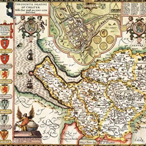 Cheshire Historical John Speed 1610 Map