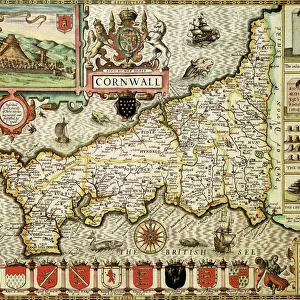 Cornwall Historical John Speed 1610 Map
