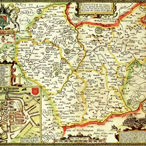 Leicestershire Historical John Speed 1610 Map