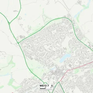 Lichfield WS13 7 Postcode Sector Map Print