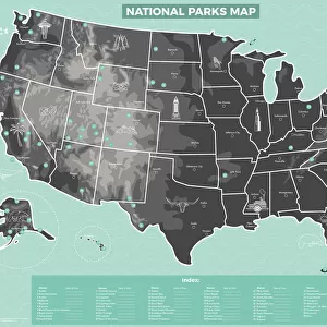 US National Parks Art Map