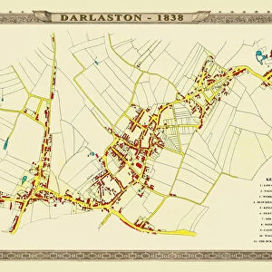 Old Map of the Town of Darlaston in the West Midlands 1838