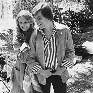 Alan Price and Jill Townsend on location filming "Alfie Darling"