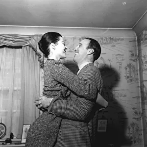 Christopher Lee actor hugs his wife Gitte Lee March 1962
