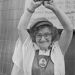 Dancing granny Jenny Gorman shows of her some of her moves. 6th May 1979