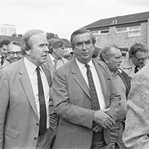 Denis Healy Labour Party Deputy Leader (Centre), Dennis Skinner (left