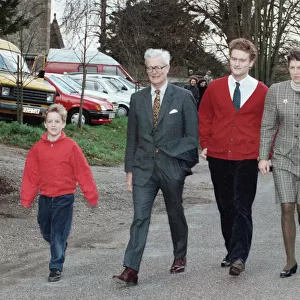 Foreign Secretary Douglas Hurd with his wife Judy and some of his children
