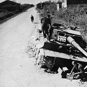 German Tiger tank destroyed by aircraft of the Desert Air Force in Italy