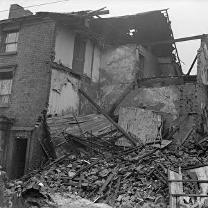 A house destroyed by a bomb in Moseley Road, Balsall Heath, Birmingham