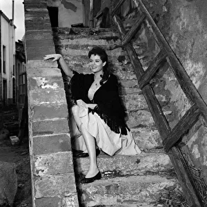 Italian Lucianna Paluzzi February 1958 Film star actress on the set of "