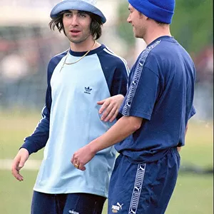 Liam Gallagher and Damon Albarn -May 1996 Come head to head in friendly Oasis v