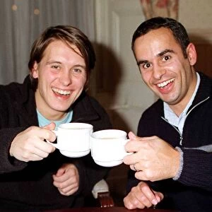 Mark Owen former member of boy band Take That 2nd November 1997 shares a cup of te