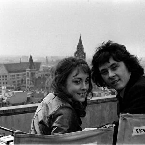 Richard Beckinsale and Paula Wilcox during a shoot for "The Lovers"