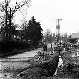 Road widening along Bury Street Ruislip, London. Circa 1930