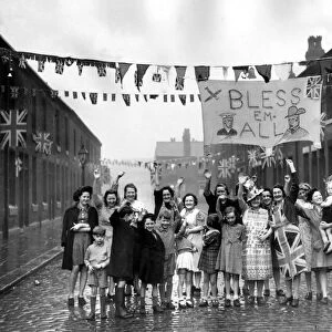 A street party in the Newton Heath district of Manchester during VE Day celebrations
