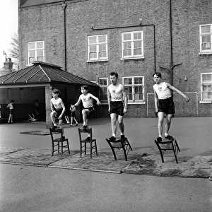 William Blake Secondary School, Battersea. Gymnastics. March 1952 C1257-004