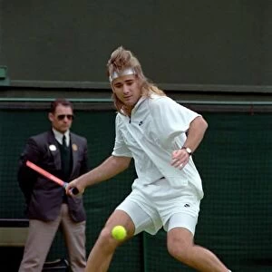 Wimbledon Tennis Championships. Andre Agassi in action. June 1991 91-4117-081