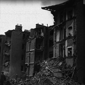WW2 bomb damage to buildings in Maida Vale, London. Circa 1941