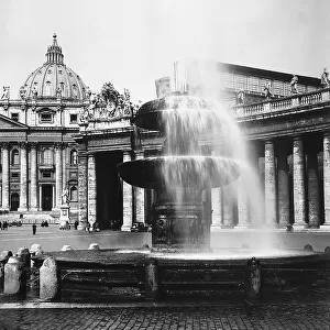 Partial view of St.Peter's Square with the fountain created by Carlo Maderno