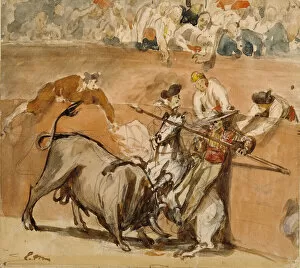 Bullfight, 1865 (watercolour over graphite)