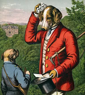 Dressed Foxhound at His Country Manor, 1883 (colour litho)