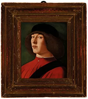 Portrait of a man, bust-length, with a green background, 15th-16th Century (tempera on panel, marouflaged)