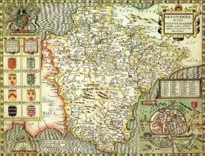 Devon Historical John Speed 1610 Map