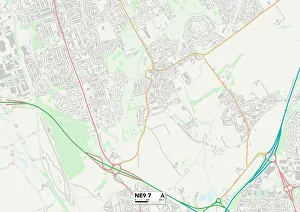 Mount Road Prints: Gateshead NE9 7 Map