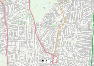 Springdale Road Prints: Hackney N16 9 Map