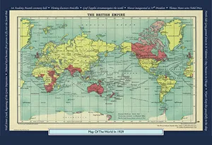 Historical World Map Prints: Historical World Events map 1929 US version