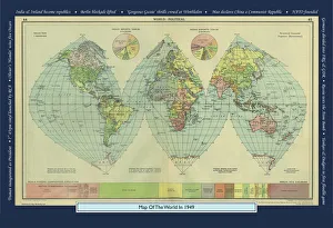 Historical World Map Prints: Historical World Events map 1949 US version