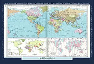 Historical World Map Prints: Historical World Events map 1981 US version