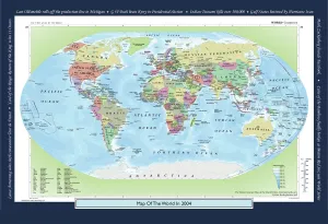 Historical World Map Prints: Historical World Events map 2004 US version