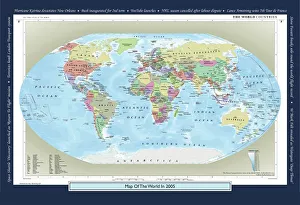Historical World Map Prints: Historical World Events map 2005 US version